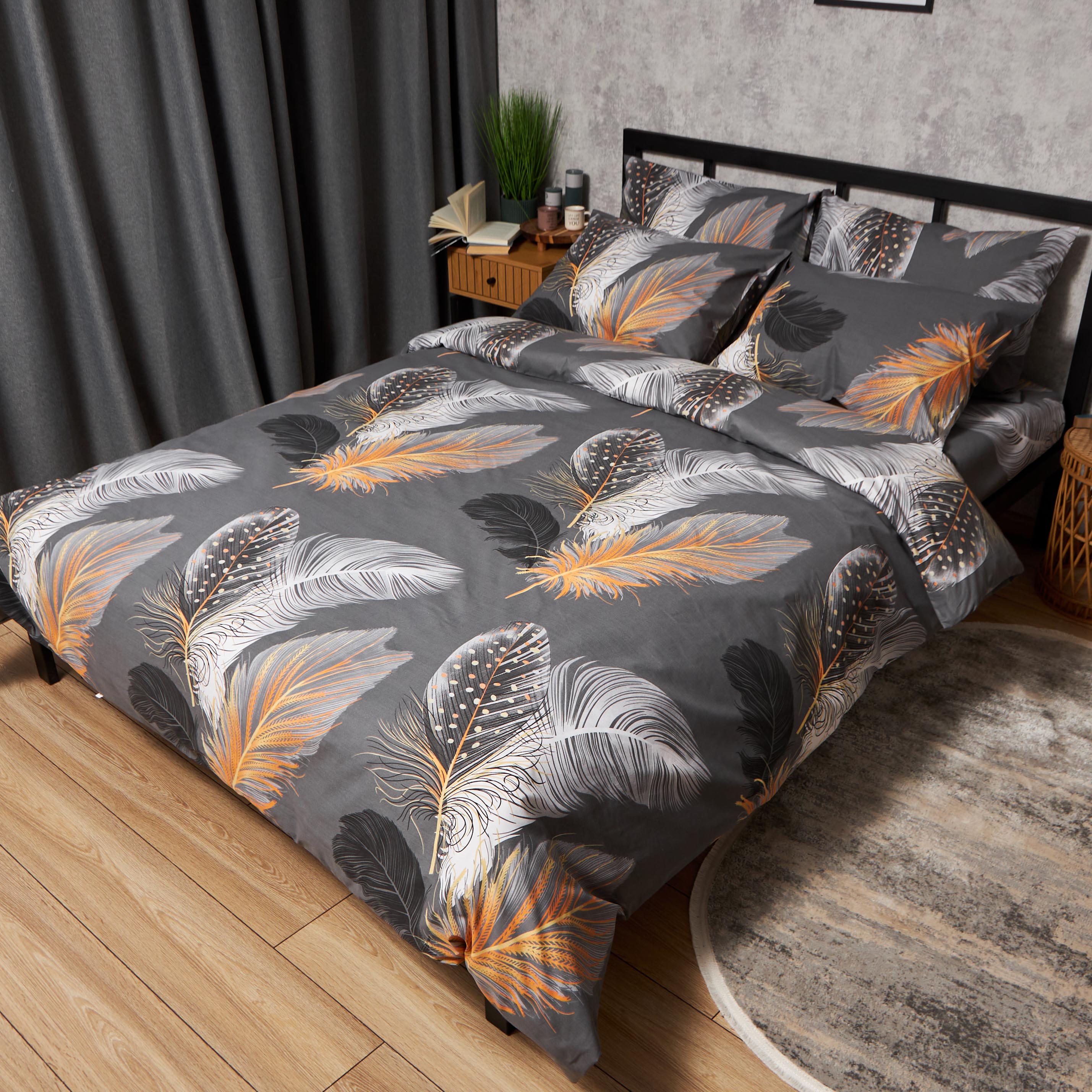 Комплект постільної білизни Moon&Star Бязь Gold Люкс Mystic Feathers 143х210х2 нав. 2х50х70 (MS-820009511) - Фото 1