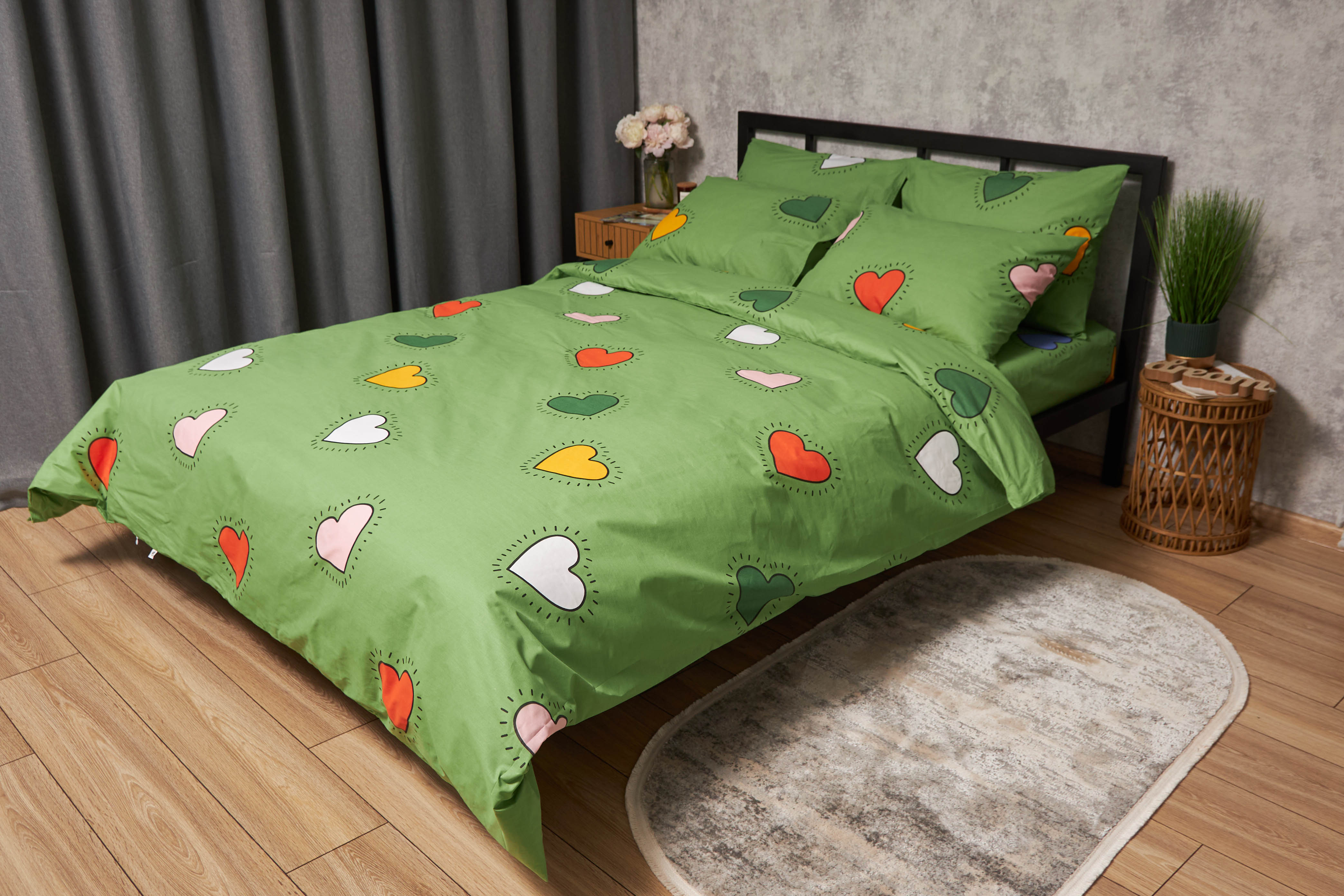 Комплект постельного белья Moon&Star Бязь Gold Люкс «Rainbow Hearts» King Size 220x240 см нав. 2х40х60 (MS-820005355) - Фото 1