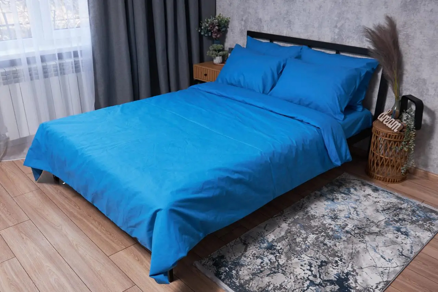 Пододеяльник двуспальный евро Moon&Star Бязь Gold Люкс Sapphire King Size 220x240 см (MS-870000084) - Фото 1
