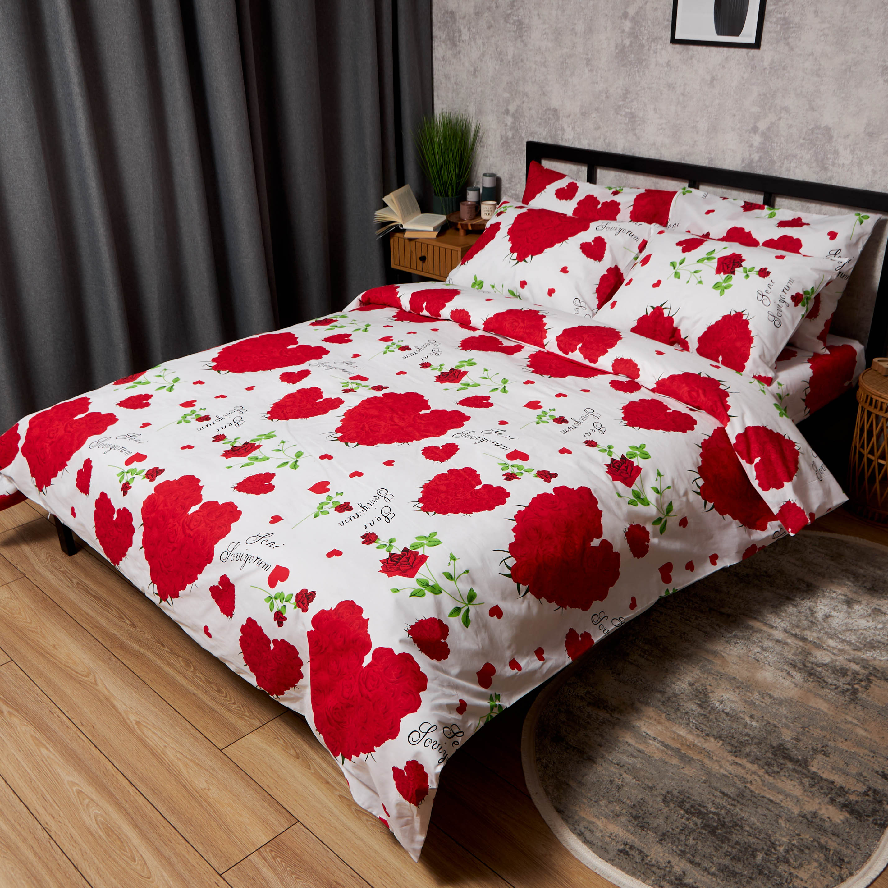 Комплект постельного белья Moon&Star Бязь Gold Люкс Scarlet Romance 143х210х2 нав. 4х70х70 (MS-820009794) - Фото 1