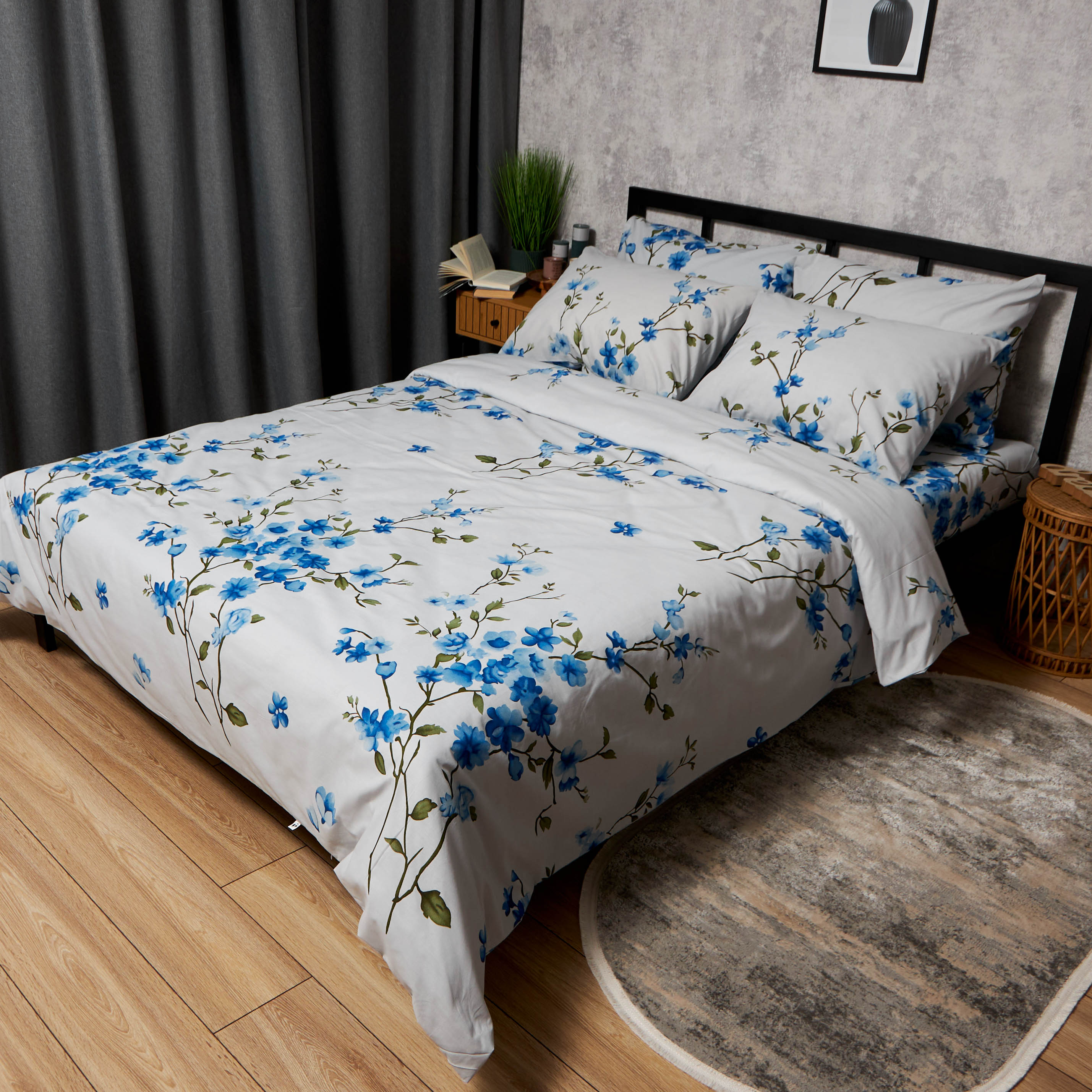 Комплект постельного белья Moon&Star Бязь Gold Люкс Sky Bloom King Size 220x240 нав. 2х70х70 (MS-820009802) - Фото 1