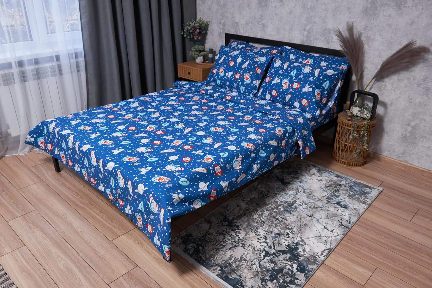 Пододеяльник двуспальный евро Moon&Star Бязь Gold Люкс Space Cats King Size 220x240 см (MS-870000089) - Фото 1