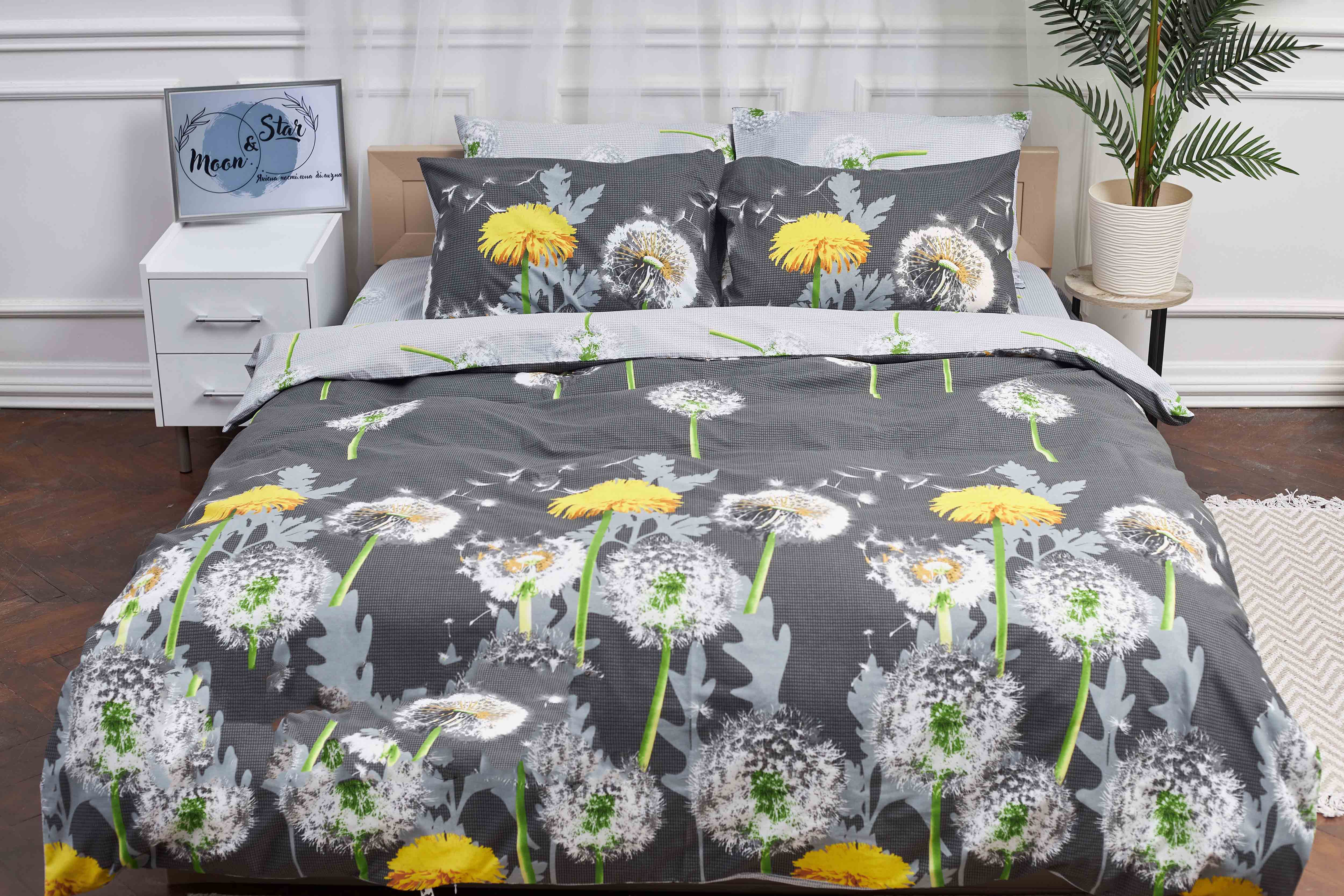 Комплект постельного белья Moon&Star King Size 220x240 Dandelion Бязь Gold Люкс (MS-820000941) - Фото 1