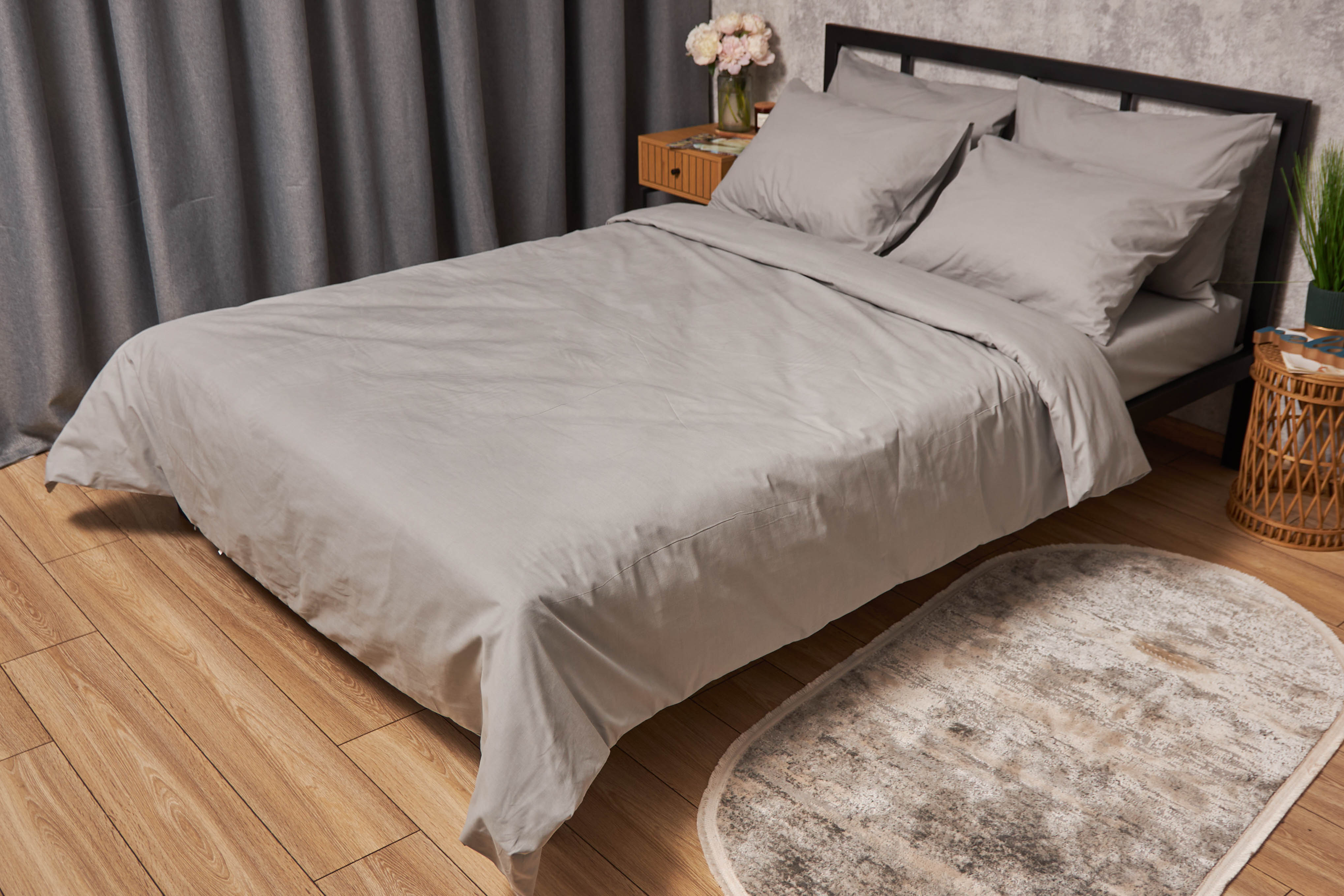 Комплект постельного белья Moon&Star King Size 220x240 Gray Бязь Gold Люкс (MS-820001113) - Фото 1