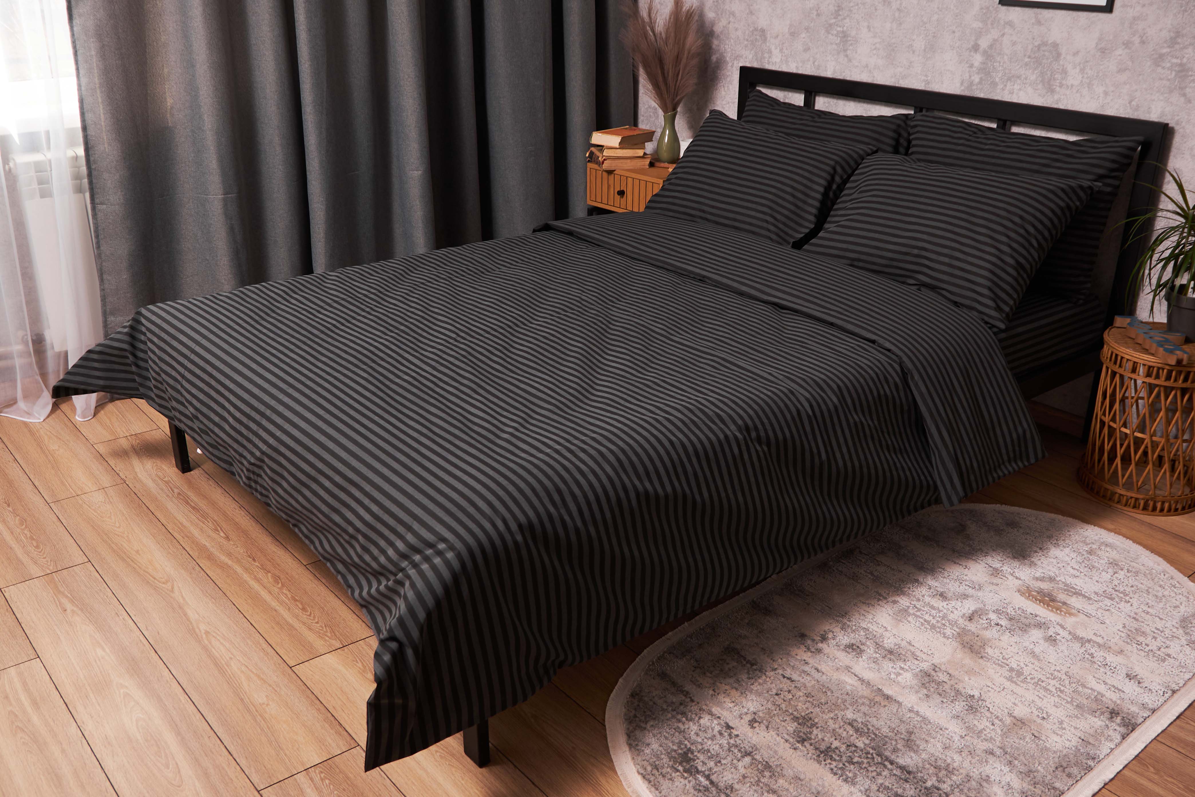 Комплект постельного белья Moon&Star 175х210 см нав. 2х50х70 Gray Stripe Бязь Gold Люкс (MS-820001084) - Фото 1