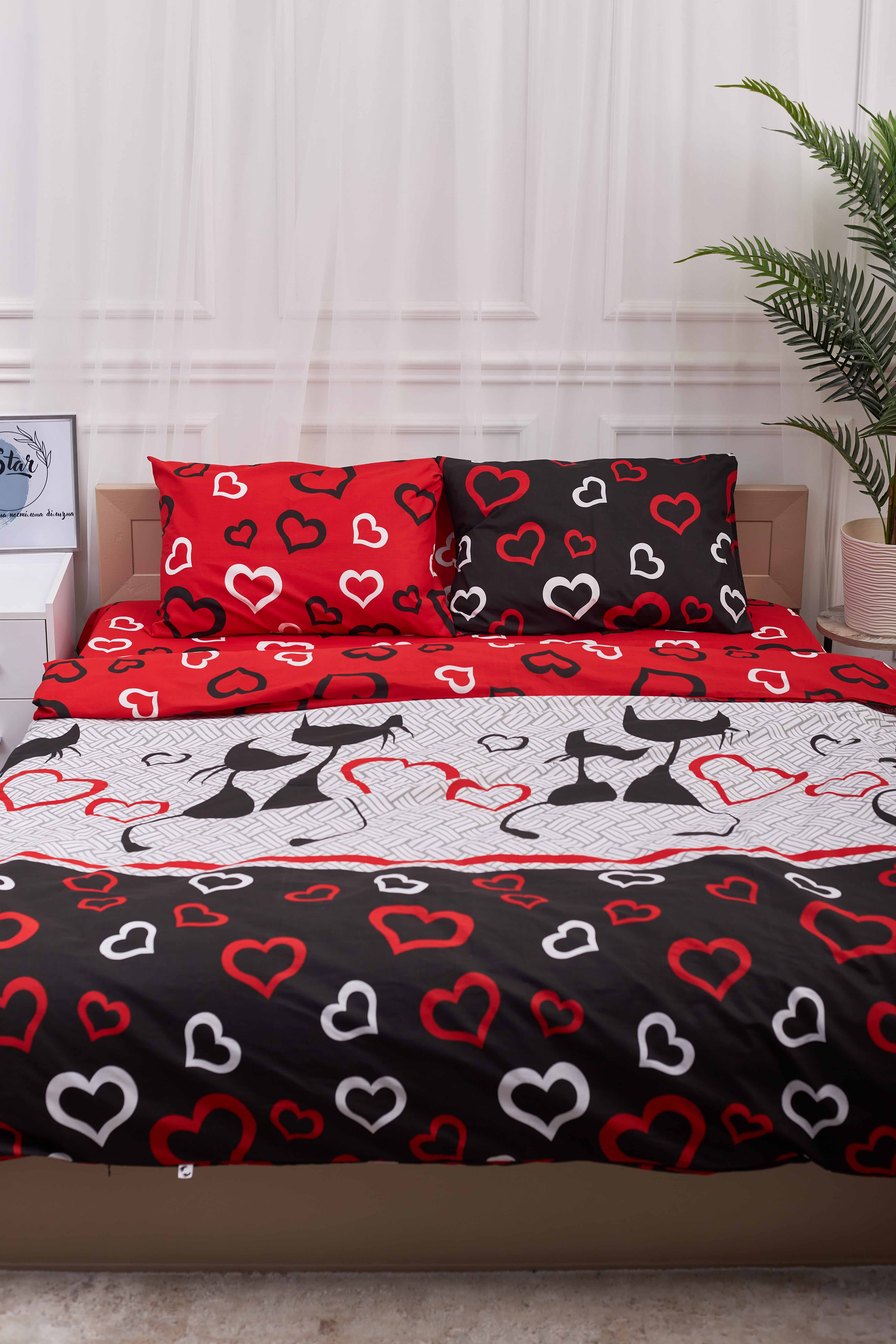 Комплект постільної білизни Moon&Star King Size 220x240 Love Cats Бязь Gold Люкс (MS-820001152) - Фото 1