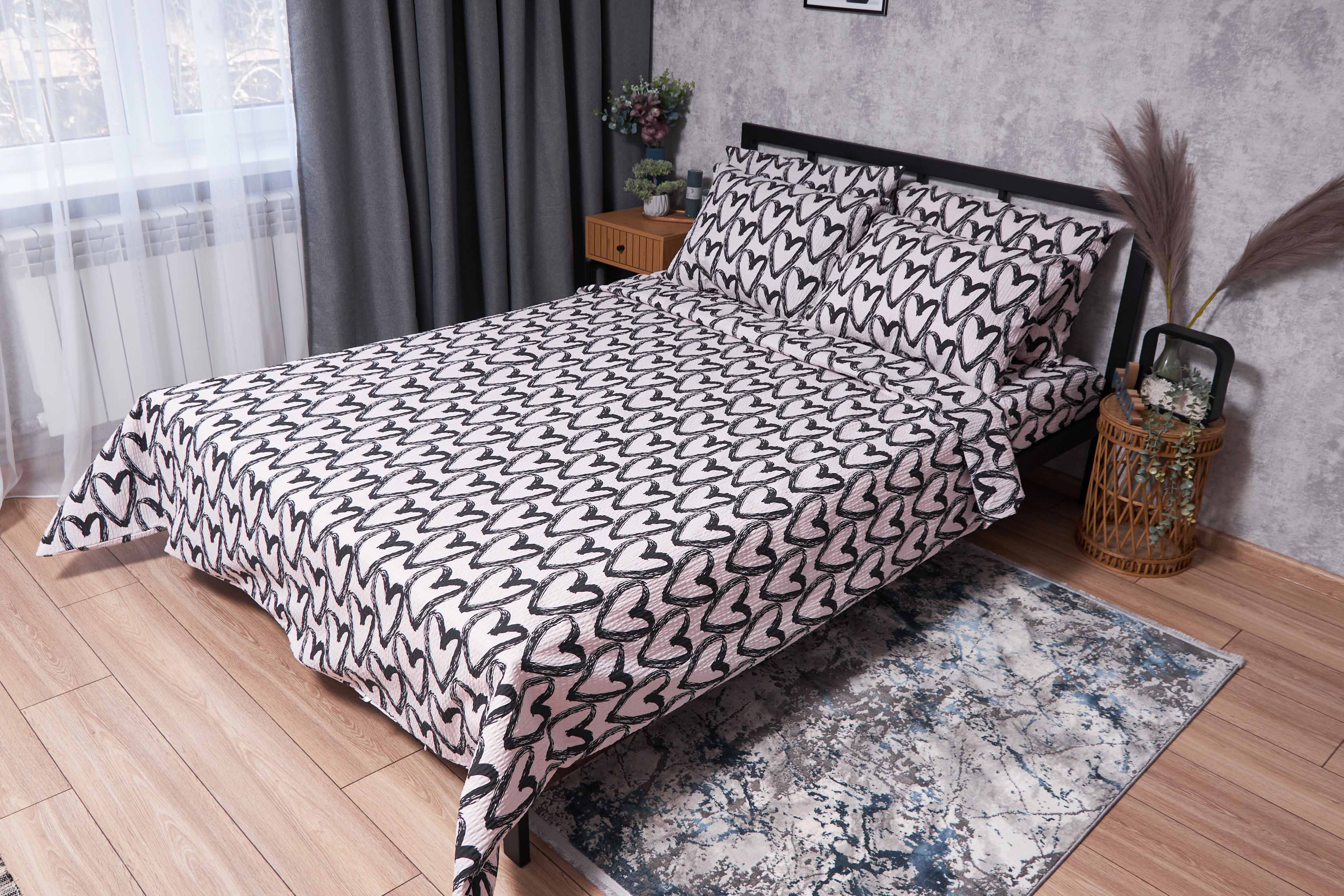 Комплект постільної білизни Moon&Star Жатка Pink Love 200х220 (MS-820001923) - Фото 1