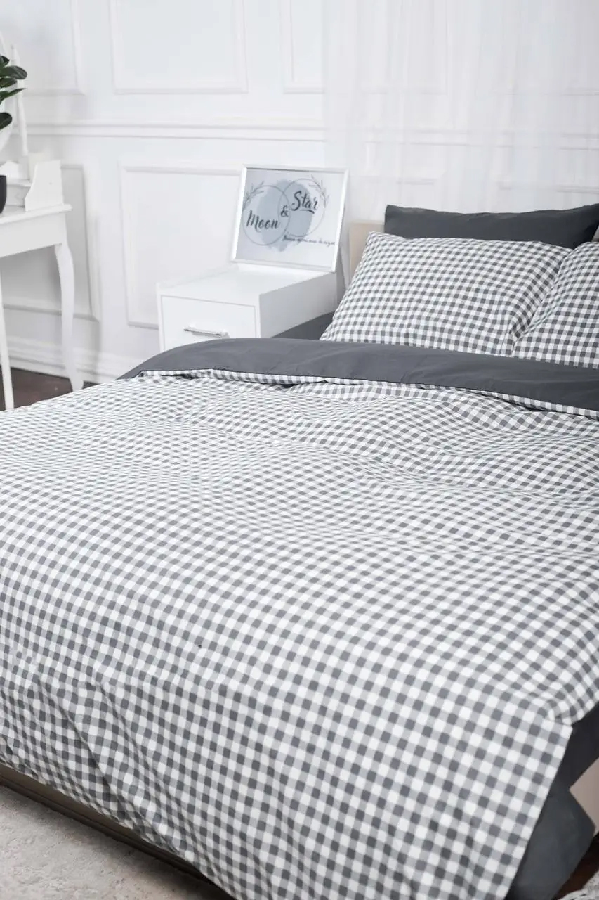 Пододеяльник полуторный Moon&Star Ranforce Elite Gray Square 143x210 см (MS-870000415) - Фото 1
