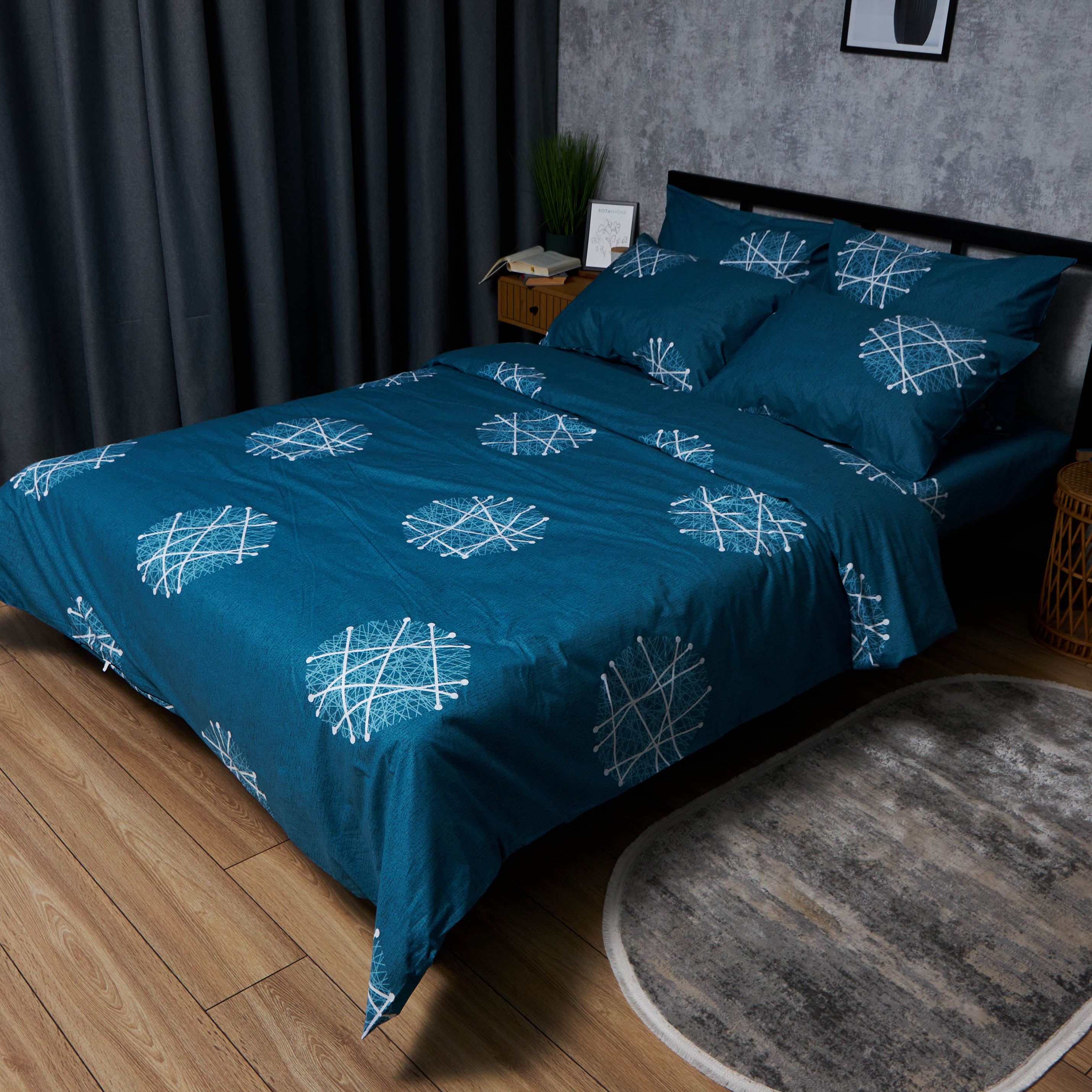 Комплект постельного белья Moon&Star Satin Elit «Crystal Threads» 160х220х2 см нав. 4х50х70 (MS-820008293) - Фото 1