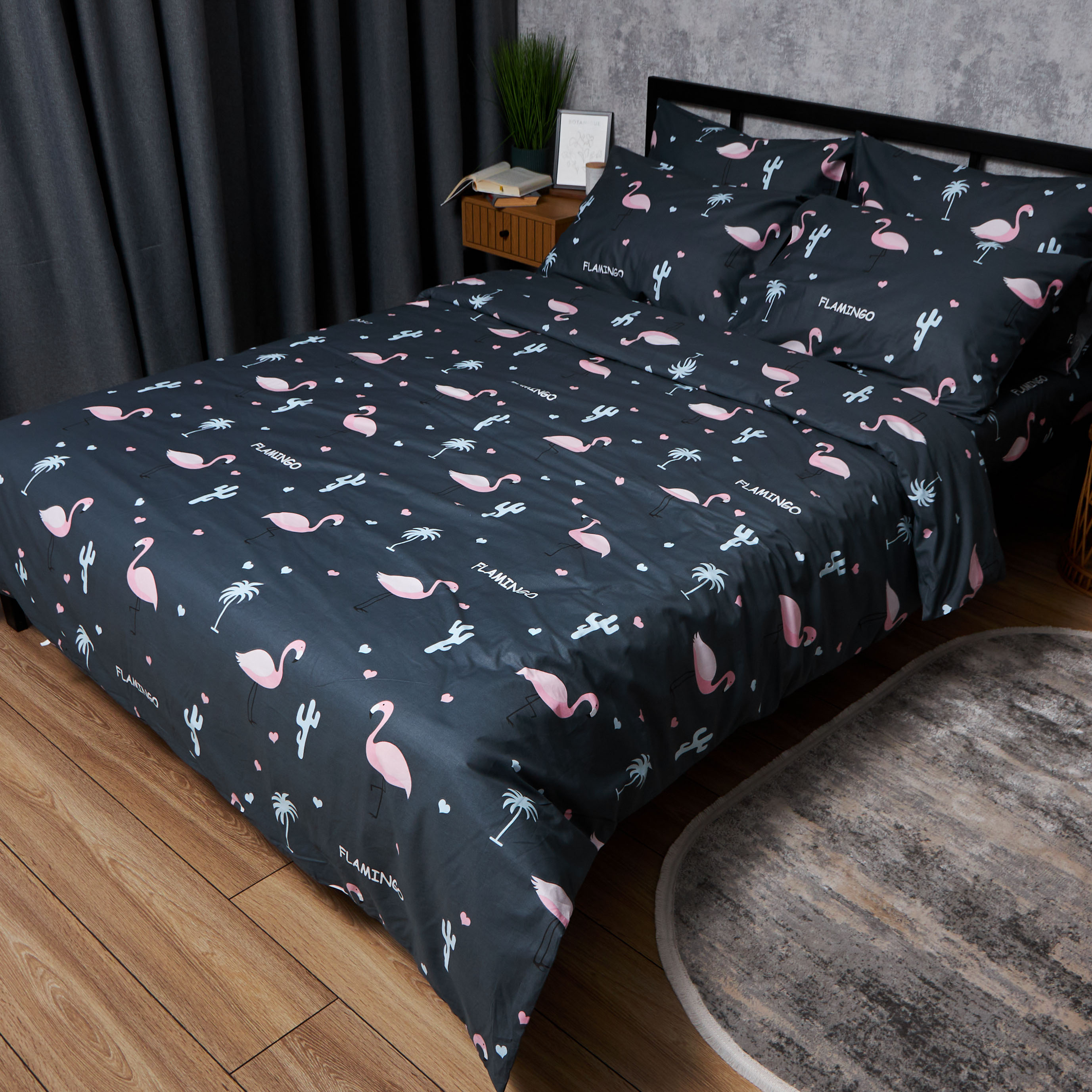 Комплект постельного белья Moon&Star Satin Elit «Flamingo» 175х210 см нав. 4х50х70 (MS-820008303) - Фото 1