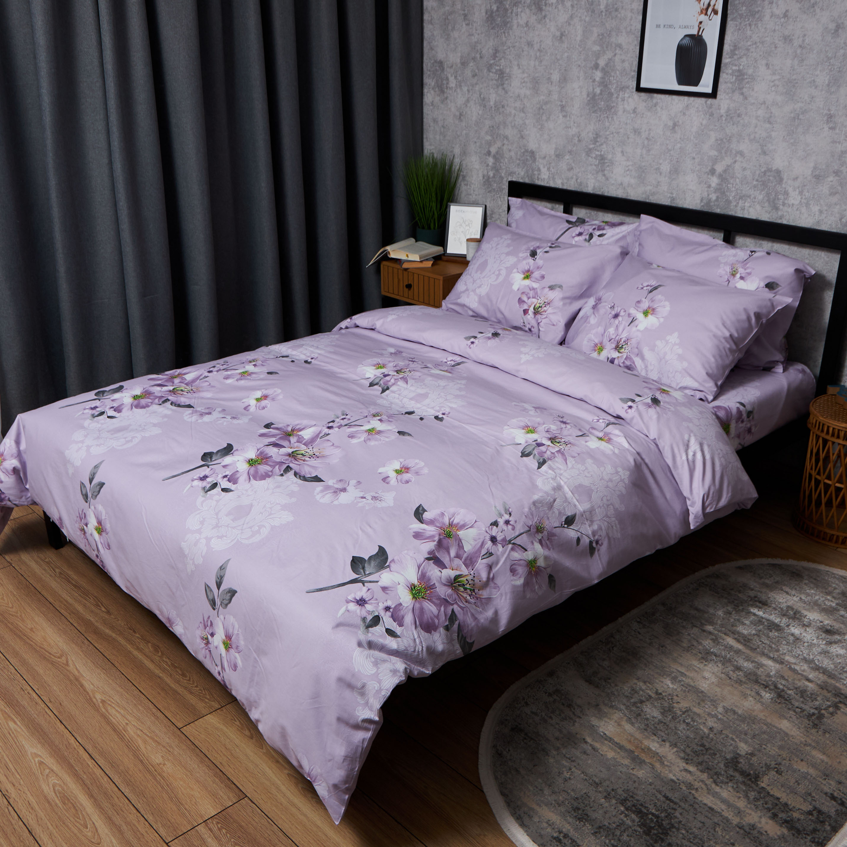 Комплект постельного белья Moon&Star Satin Elit Floral Mist 160х220 нав. 2х70х70 (MS-820008352) - Фото 1