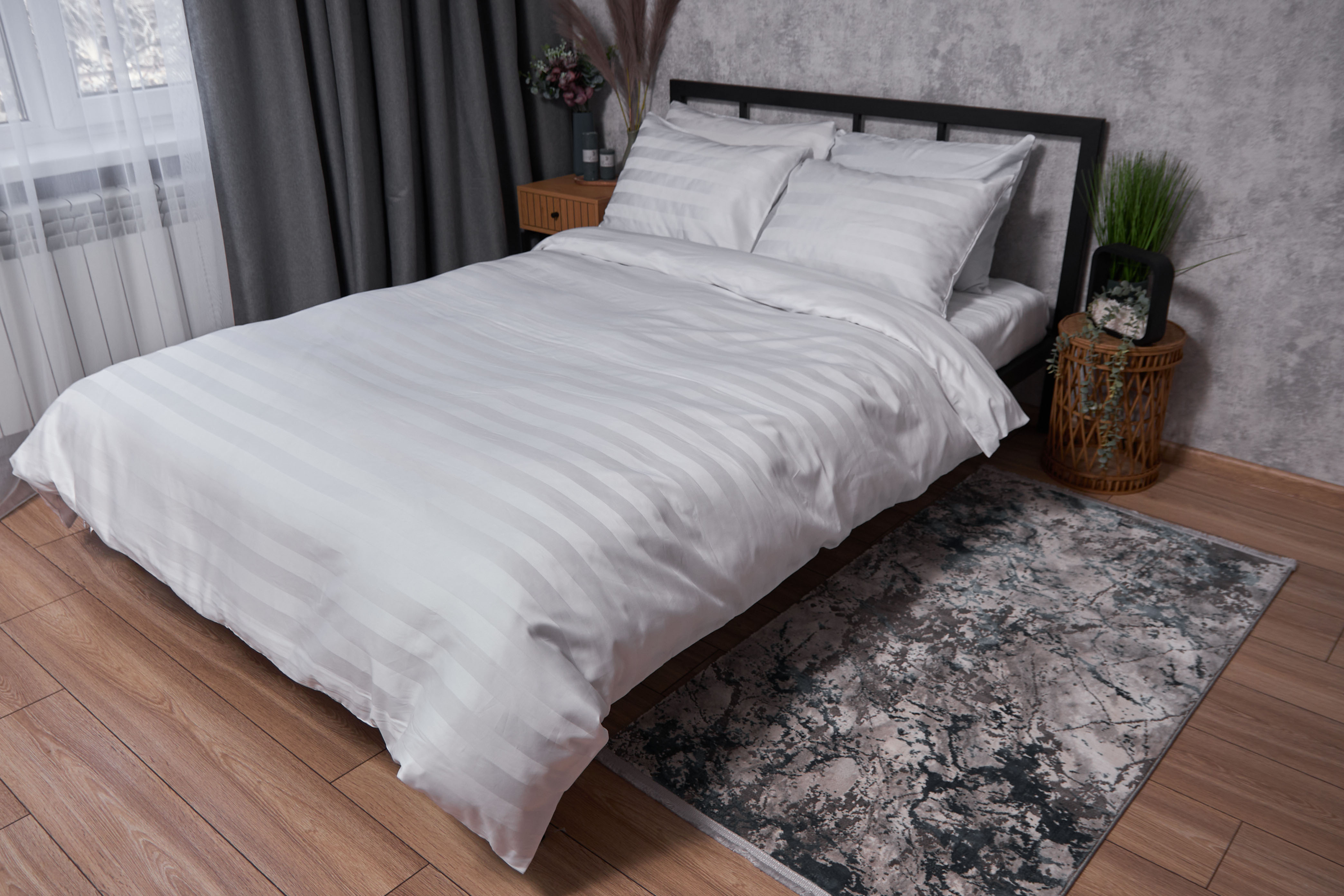 Комплект постельного белья Moon&Star Satin Premium Royal White 160х220 нав. 4х70х70 (MS-820002952) - Фото 1