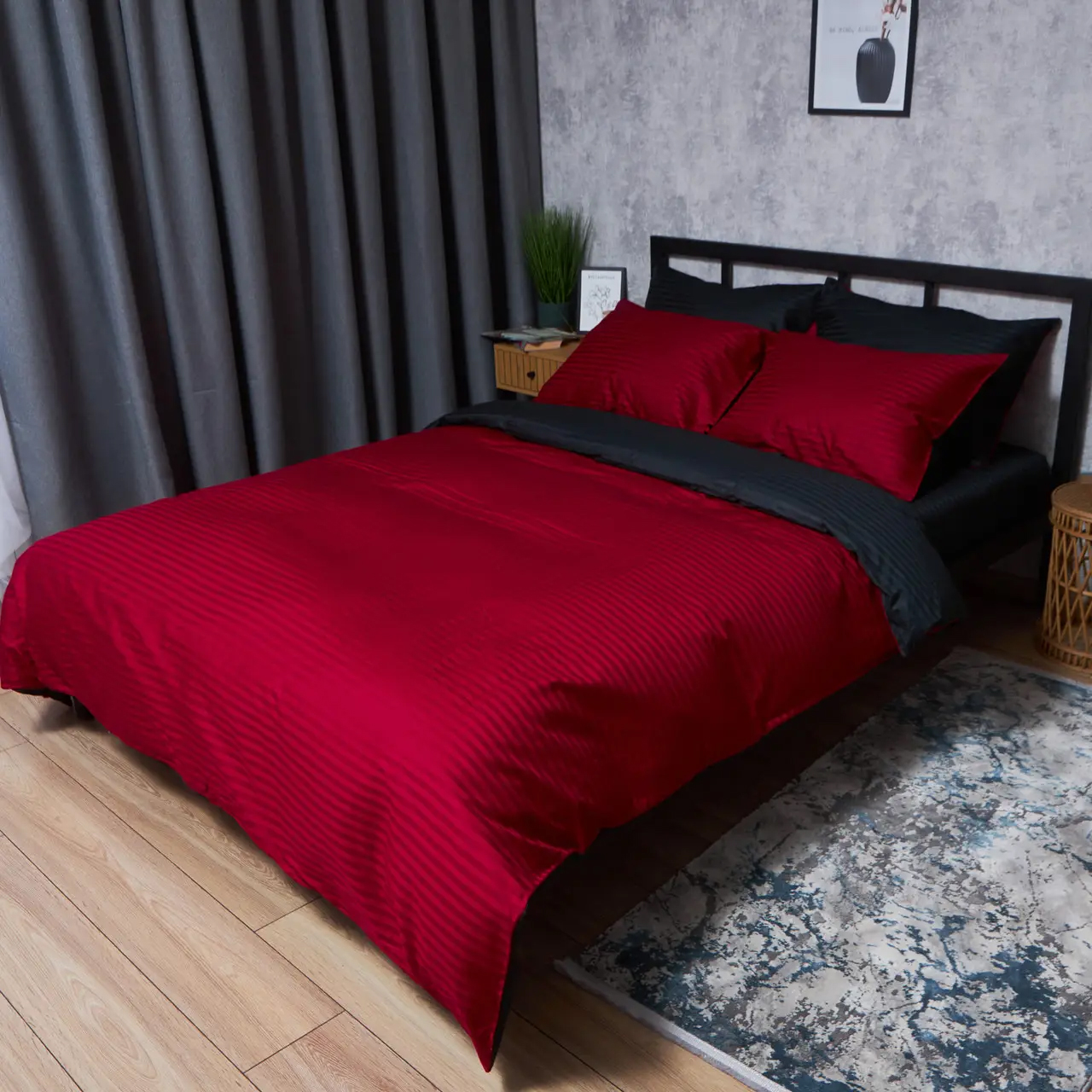 Пододеяльник полуторный Moon&Star Satin Stripe Dark Romance 143x210 см (MS-870000965) - Фото 1
