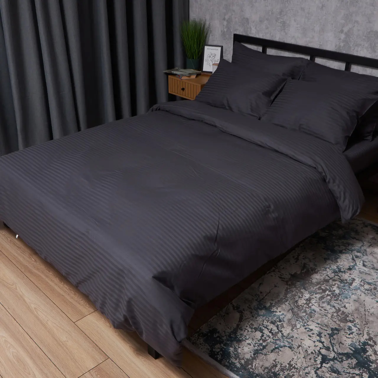Пододеяльник полуторный Moon&Star Satin Stripe Dark Serenity 143x210 см (MS-870000970) - Фото 1