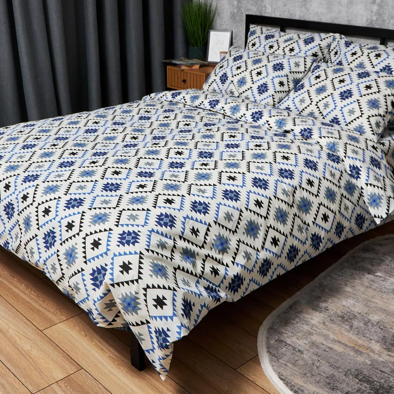 Комплект постельного белья Moon&Star Бязь Gold Люкс Blue Mosaic 150х220 см нав. 40х60 2 шт. (MS-880000036) - Фото 1