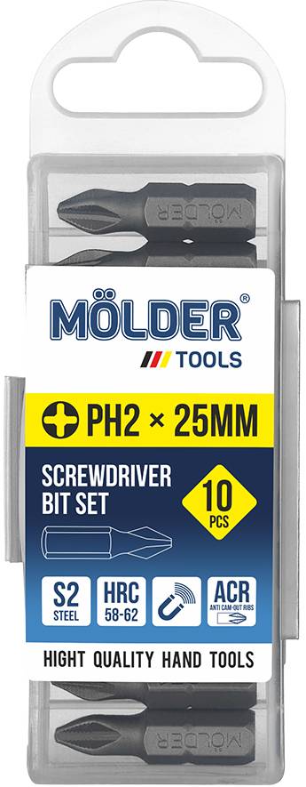 Купити Біта для викрутки Molder PH2x25 мм 10 шт. (MT7022510) - Фото 1 Біта для викрутки Molder PH2x25 мм 10 шт. (MT7022510) - Фото 1