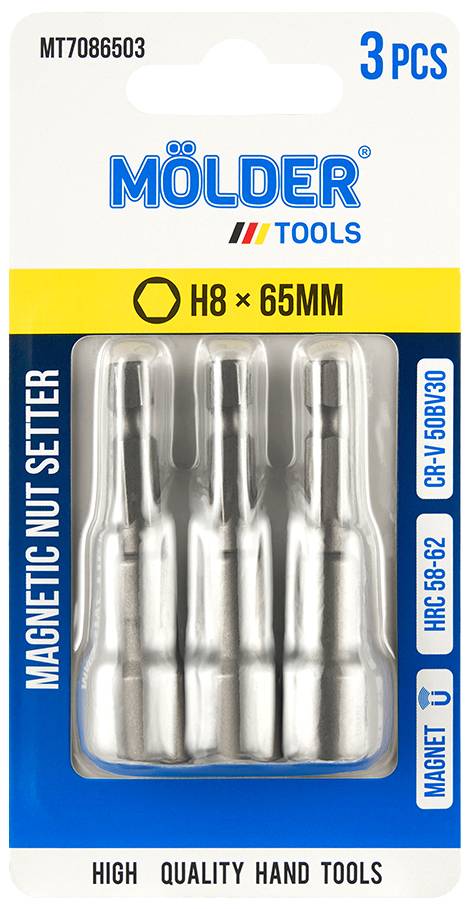 Купити Біта для викрутки Molder 8x65 мм 3 шт. в блістері (MT7086503) - Фото 1 Біта для викрутки Molder 8x65 мм 3 шт. в блістері (MT7086503) - Фото 1