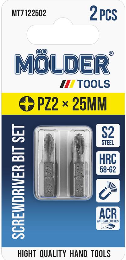 Купити Біта для викрутки Molder PZ2x25 мм 2 шт. (MT7122502) - Фото 1 Біта для викрутки Molder PZ2x25 мм 2 шт. (MT7122502) - Фото 1