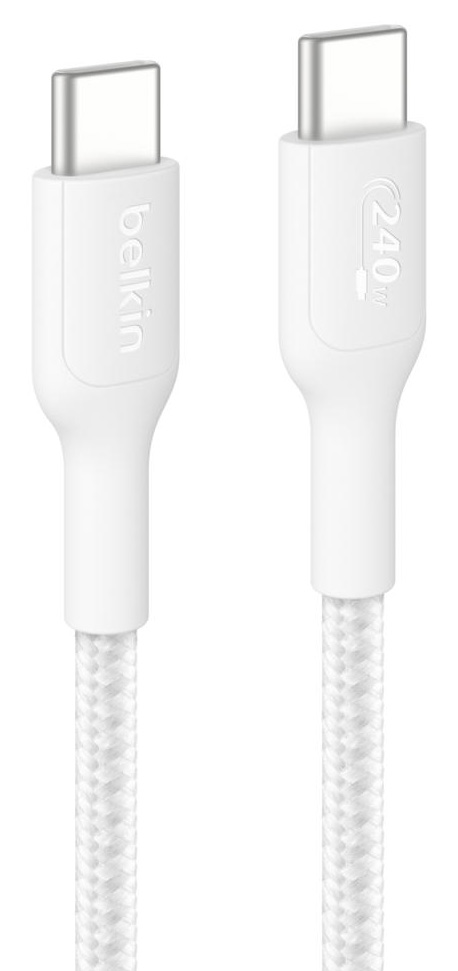 Кабель синхронизации данных Belkin USB-C > USB-C 1m 240Вт, Type-C White (CAB025HQ1MWH) - Фото 1