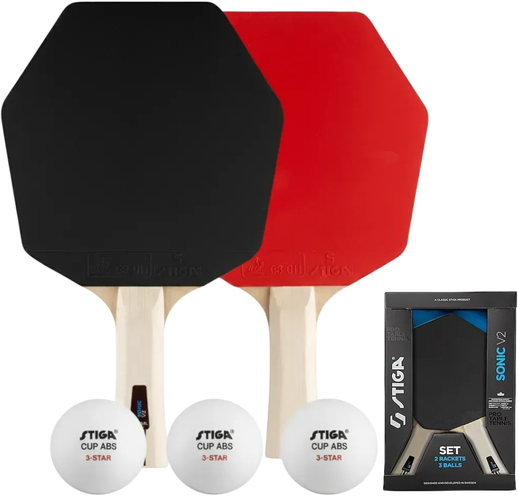 Купить Набор для настольного тенниса Stiga Sonic V2 Cybershape 2 Bats 3 Balls (1210-1206-35) - Фото 1 Набор для настольного тенниса Stiga Sonic V2 Cybershape 2 Bats 3 Balls (1210-1206-35) - Фото 1