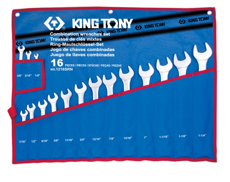 Набор комбинированных ключей KING TONY 16 шт. (1216SRN) - Фото 1