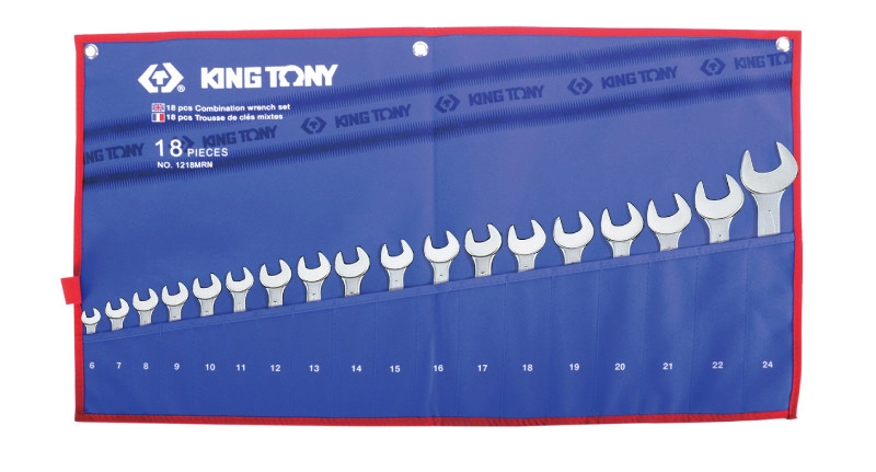 Набір рожково-накидних ключів KING TONY 18 шт. 6 - 24 мм (1218MRN) - Фото 1