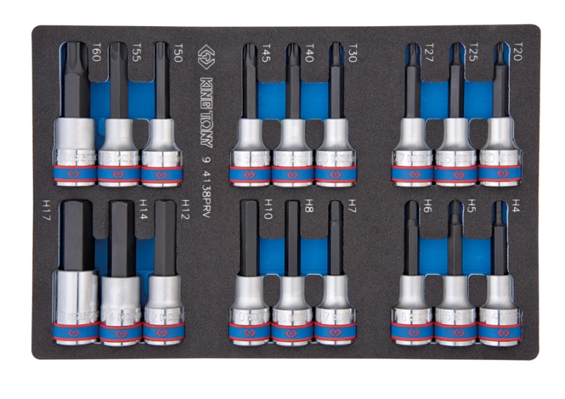 Набір торцевих голівок KING TONY 1/2" TORX, HEX 18 пр. (9-4138PRV) - Фото 1