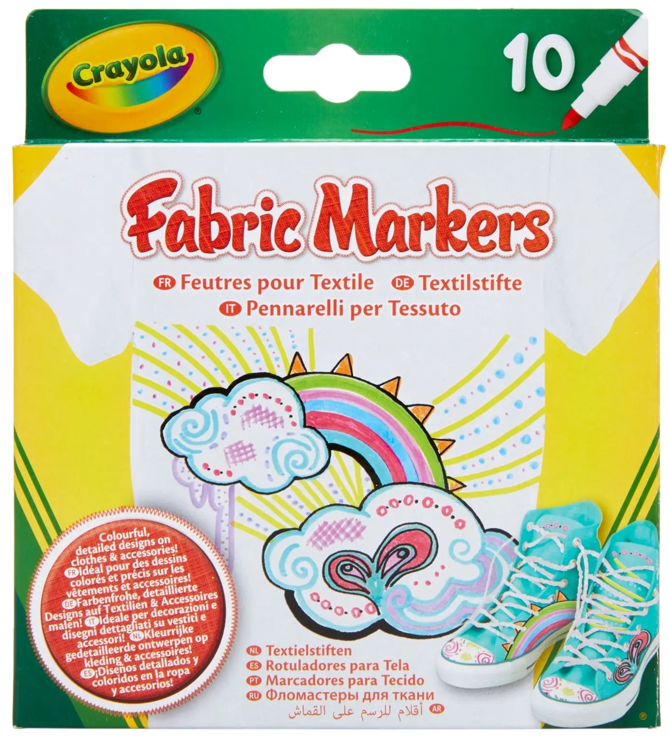 Фломастеры Crayola для рисования на ткани, тонкая линия, 10 шт (256353.012) - Фото 1