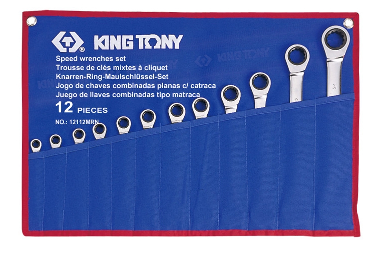 Набір комбінованих ключів KING TONY з тріскачкою 12 шт. 8-24 мм (12112MRN) - Фото 1