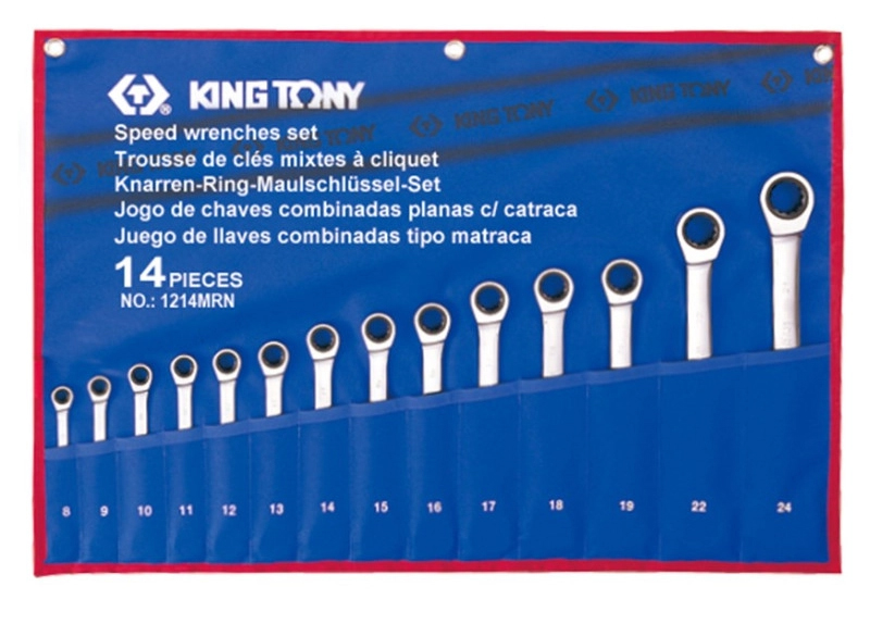 Набір комбінованих ключів KING TONY з тріскачкою 14 шт. 8-24 мм (12114MRN) - Фото 1