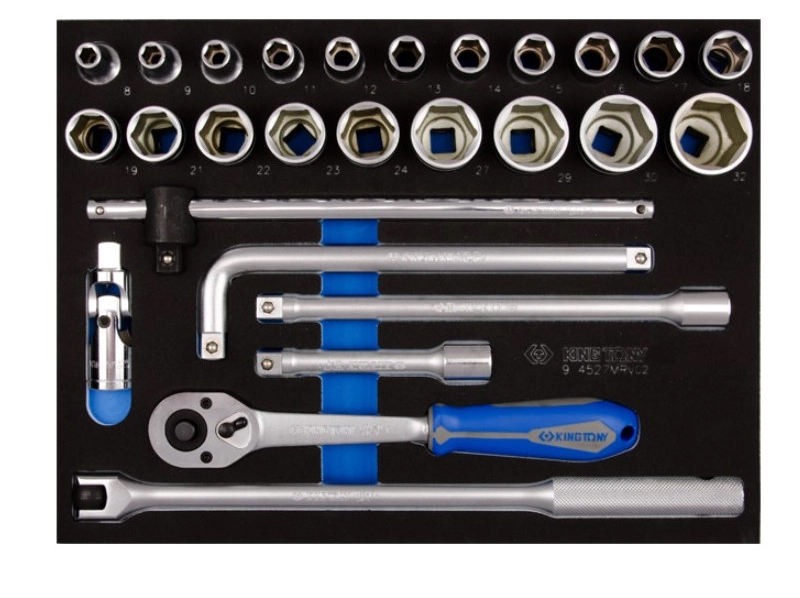 Набор торцевых головок KING TONY 1/2" 27 шт. (9-4527MRV02) - Фото 1