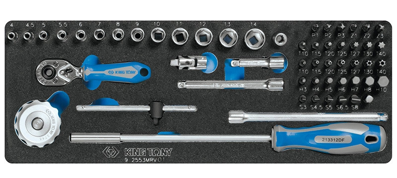 Набір торцевих голівок KING TONY 1/4" 55 пр. (9-2553MRV01) - Фото 1