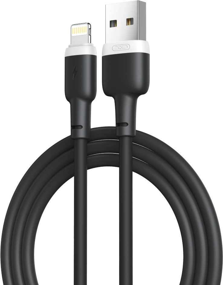 Кабель синхронизации данных XO Lightning NB208 Liquid Silicone 2.1A/1m Black (NB208-L-1-BK) - Фото 1