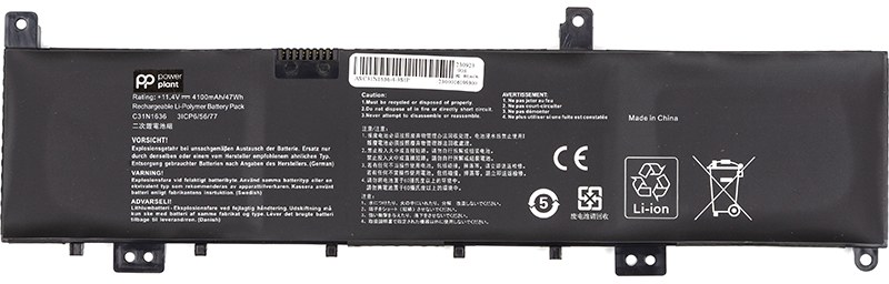 Аккумулятор для ноутбука PowerPlant ASUS N580VN (C31N1636) 11.4V 4100mAh (NB431762) - Фото 1