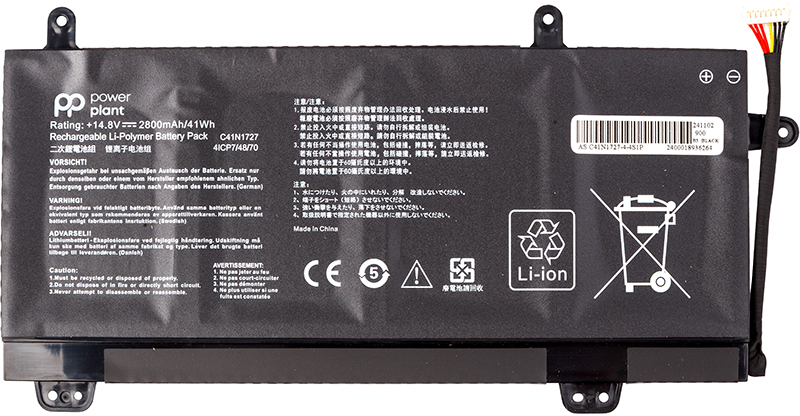 Аккумулятор для ноутбука PowerPlant ROG GU501 Series (C41N1727) 14.8V 2800mAh (NB431984) - Фото 1