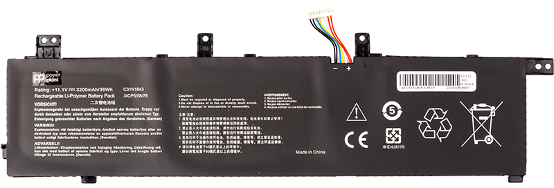 Аккумулятор для ноутбука PowerPlant ASUS VivoBook S14 (C31N1843) 11.1V 3200mAh (NB432035) - Фото 1