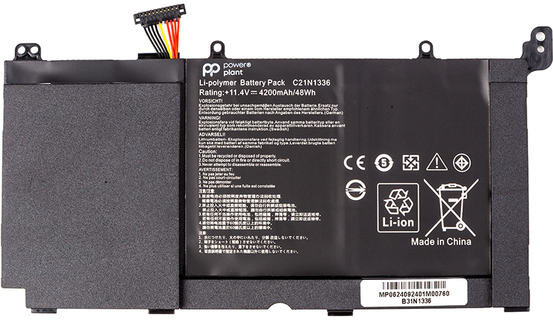 Аккумулятор для ноутбука PowerPlant ASUS VivoBook A551L (B31N1336) 11.4V 4200mAh (NB432165) - Фото 1