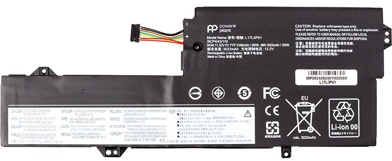 Аккумулятор для ноутбука PowerPlant LENOVO Ideapad Yoga 720-12IKB (L17L3P61) 11.52V 3166mAh (NB482535) - Фото 1