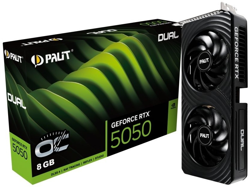 Відеокарта Palit GF RTX 5050 8GB GDDR6 Dual OC (NE65050S19P1-GB2070D) - Фото 1