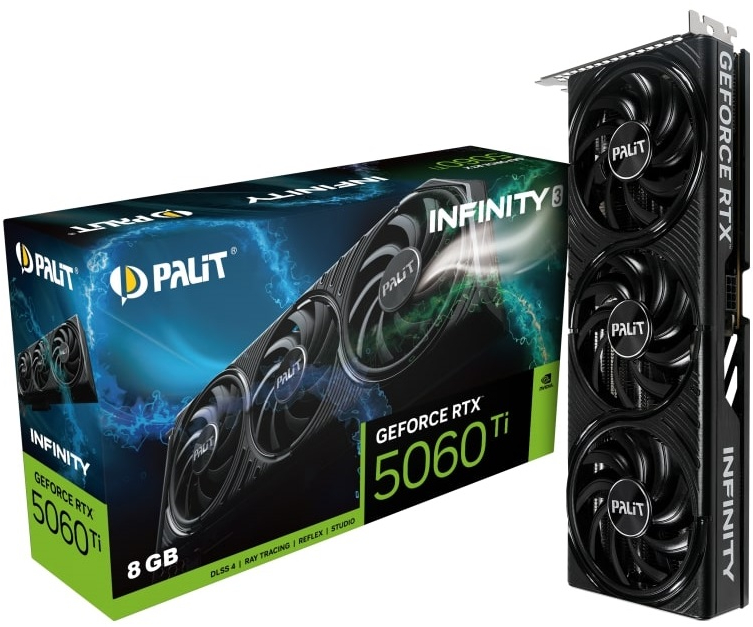 Відеокарта Palit GF RTX 5060 Ti  8GB GDDR7 Infinity 3 (NE7506T019P1-GB2062S) - Фото 1