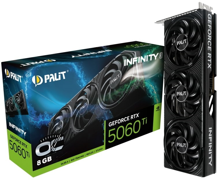 Відеокарта Palit GF RTX 5060 Ti  8GB GDDR7 Infinity 3 OC (NE7506TS19P1-GB2062S) - Фото 1