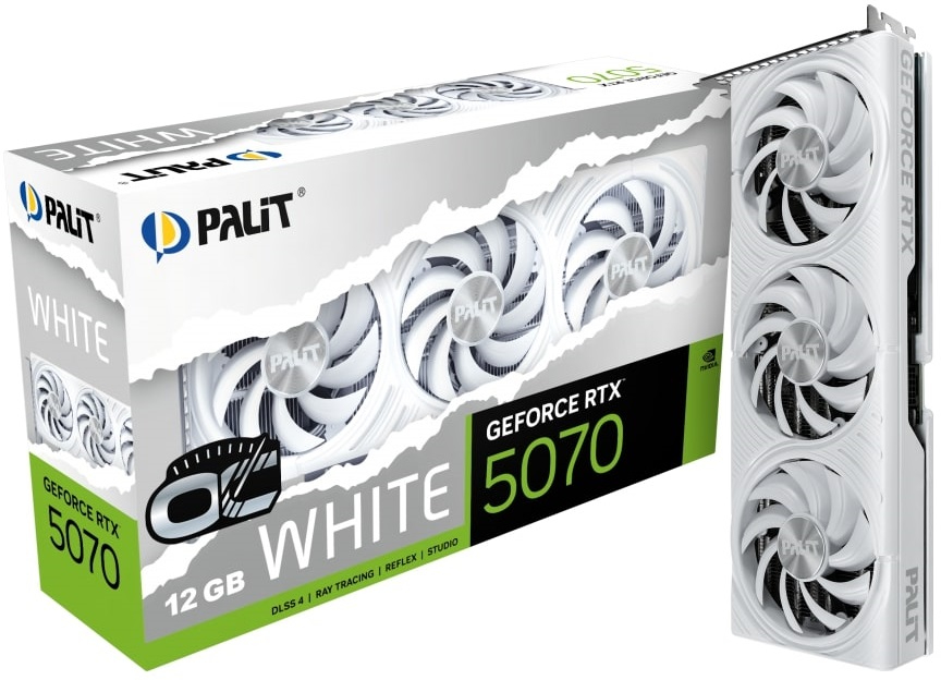 Відеокарта Palit GF RTX 5070 12GB GDDR7 White OC (NE75070U19K9-GB2050W) - Фото 1