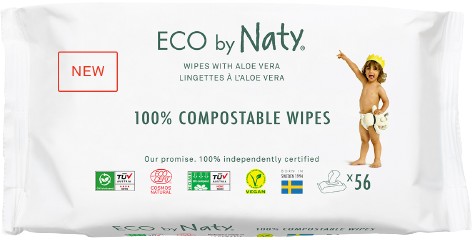Салфетки влажные для детей Eco By Naty Органические с алоэ (245036) - Фото 1