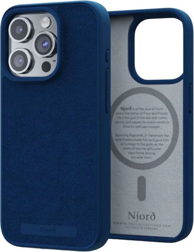 Чехол для смартфона Njord Suede MagSafe Case Navy Blue for iPhone 15 Pro (NA53SU01) - Фото 1