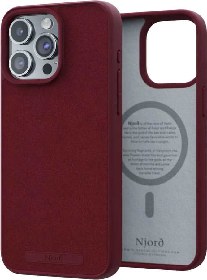 Чехол для смартфона Njord Suede MagSafe Case Crimson Red for iPhone 15 Pro Max (NA54SU11) - Фото 1
