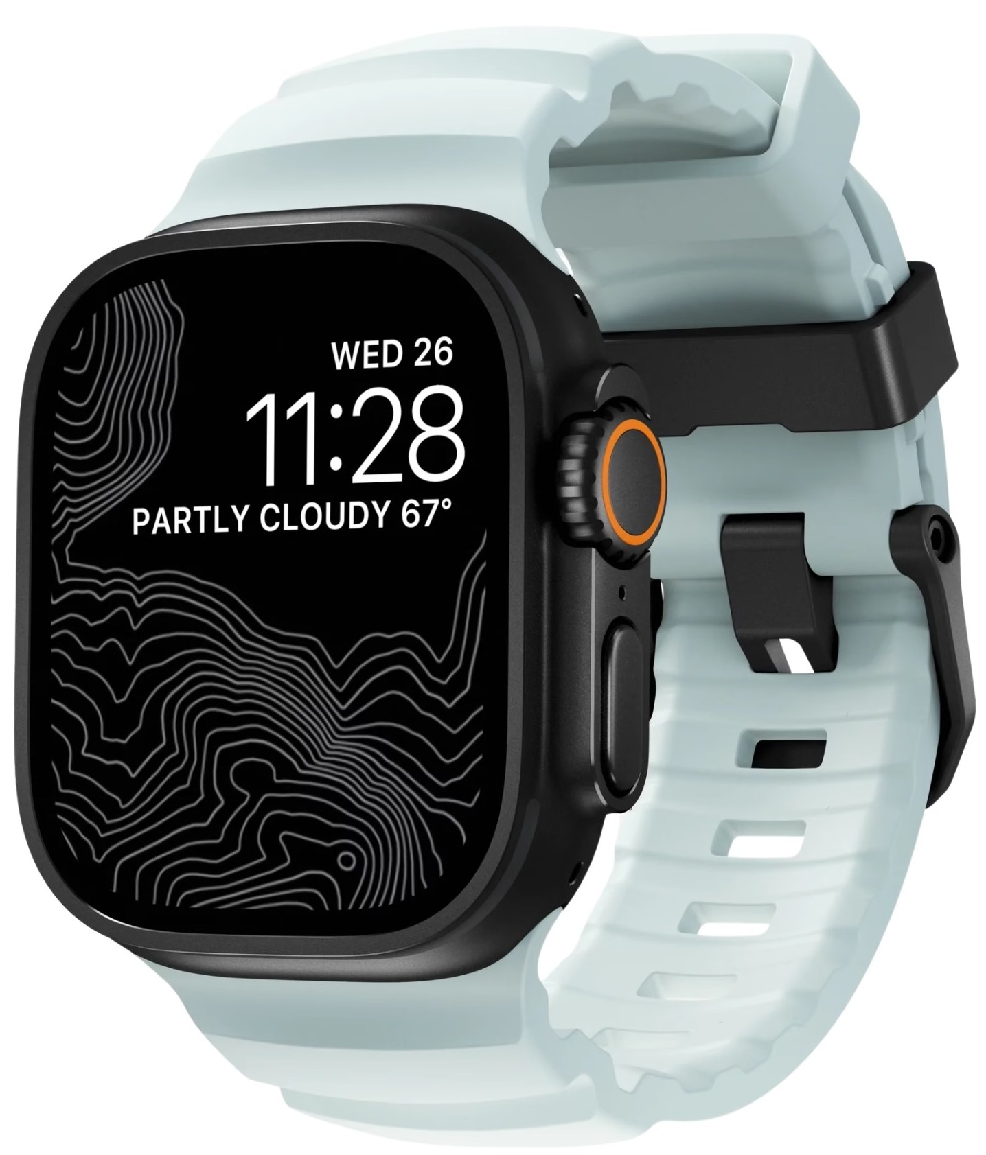 Ремінець для смарт-годинника Nomad Rocky Point Band Black Titanium Hardware Icy Blue Glow 46mm/49mm (NM014445858) - Фото 1