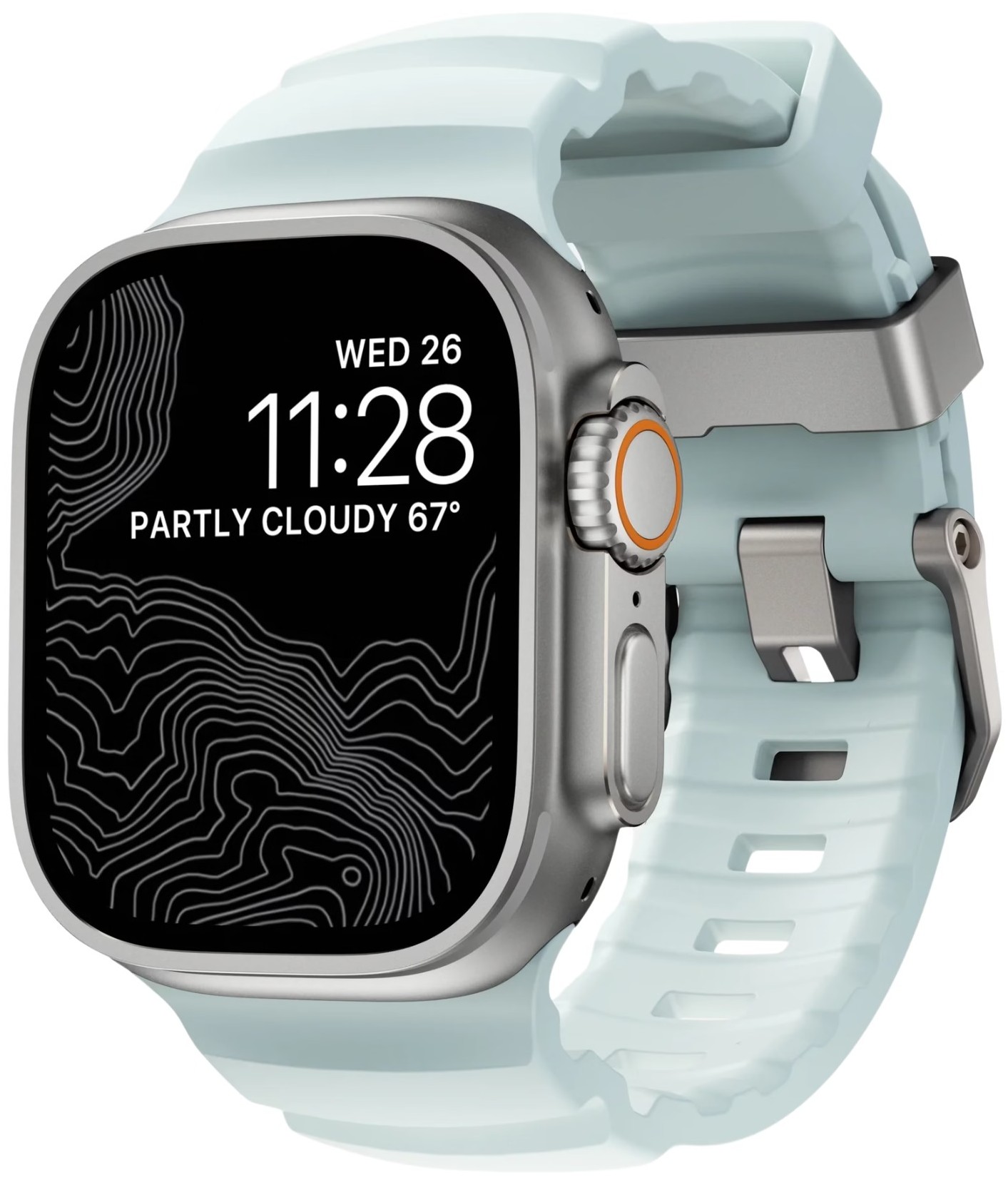 Ремінець для смарт-годинника Nomad Rocky Point Band Natural Titanium Hardware Icy Blue Glow 46mm/49mm (NM014452858) - Фото 1