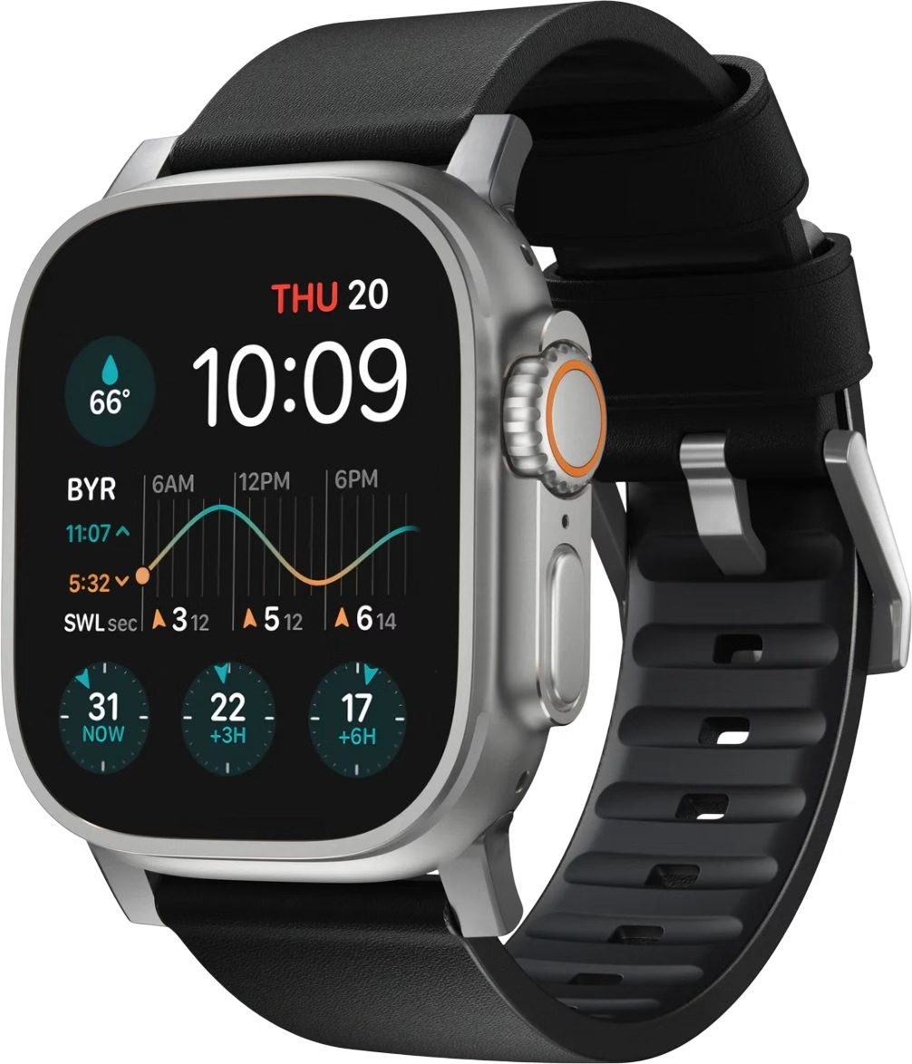 Ремінець для смарт-годинника Nomad Active Band Pro Silver Hardware Black 46mm/49mm (NM1A41SNW0) - Фото 1