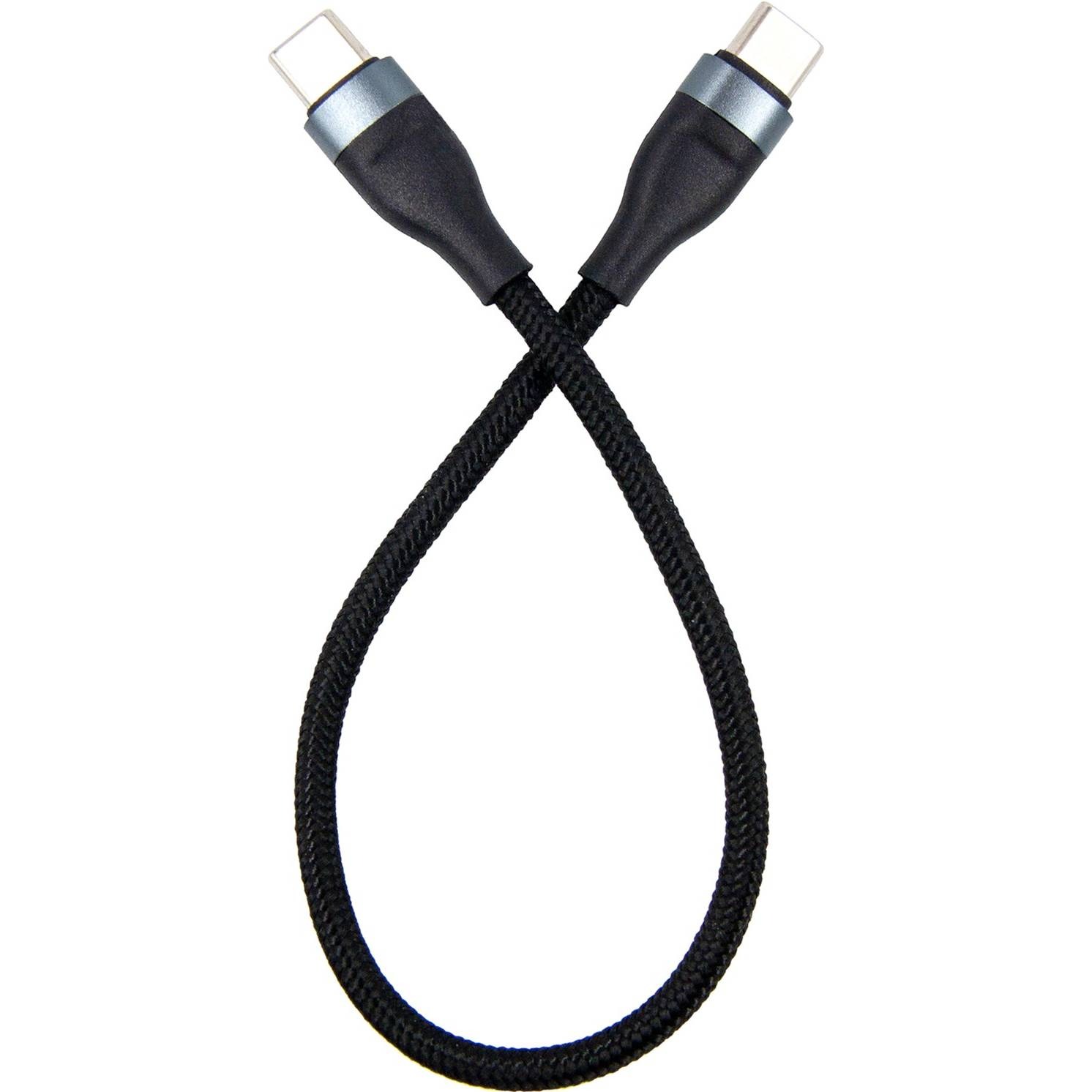 Кабель синхронізації даних DENGOS  USB Type-C - USB Type-C, 0.25m (M/M) Black (NTK-TC-TC-SHRT-BLACK) - Фото 1