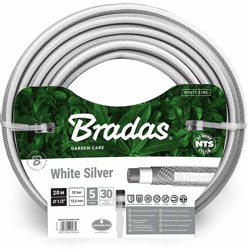 Шланг поливочний BRADAS 1/2" 20 м NTS White Silver (WWS1/220) - Фото 1